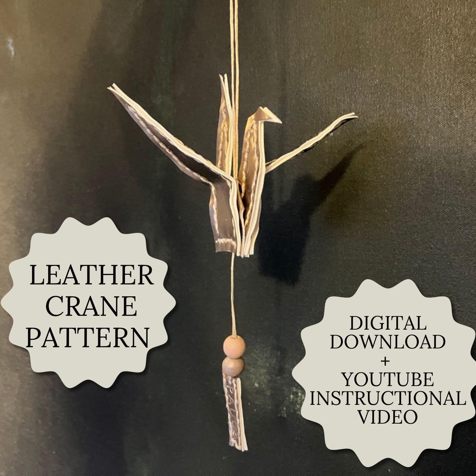 DIY Leather Crane Pattern Bird Key Ring Origami Crane PDF pattern for Leather Crane Hanging Leather Ornament Car Decoration Bird Bag Charm