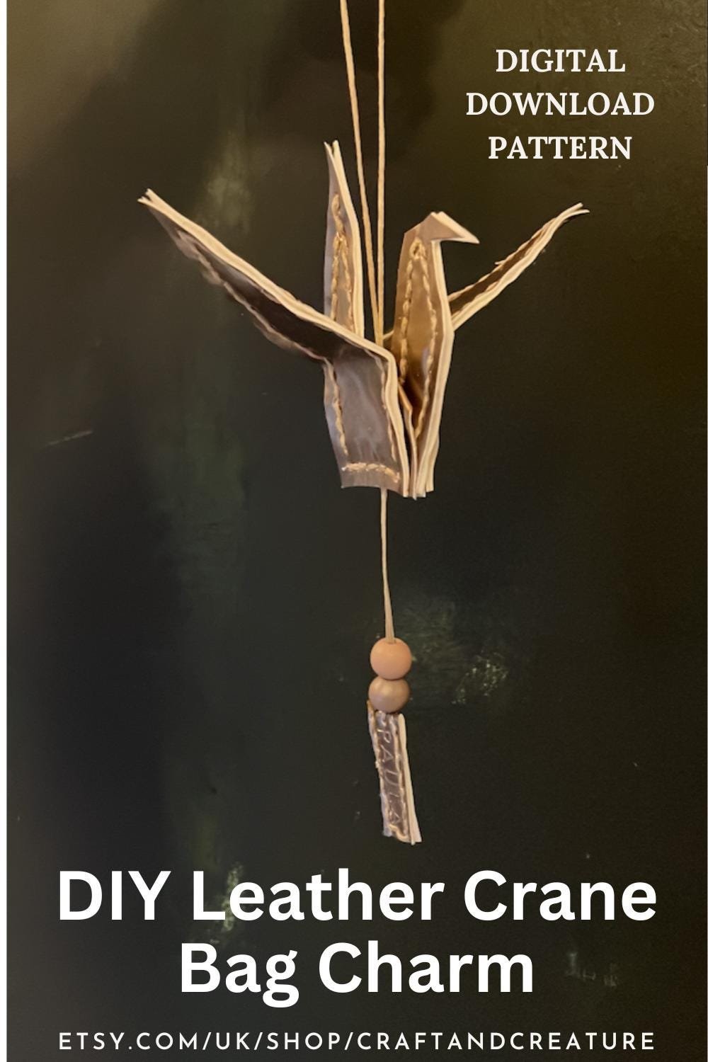 DIY Leather Crane Pattern Bird Key Ring Origami Crane PDF pattern for Leather Crane Hanging Leather Ornament Car Decoration Bird Bag Charm - Image 8