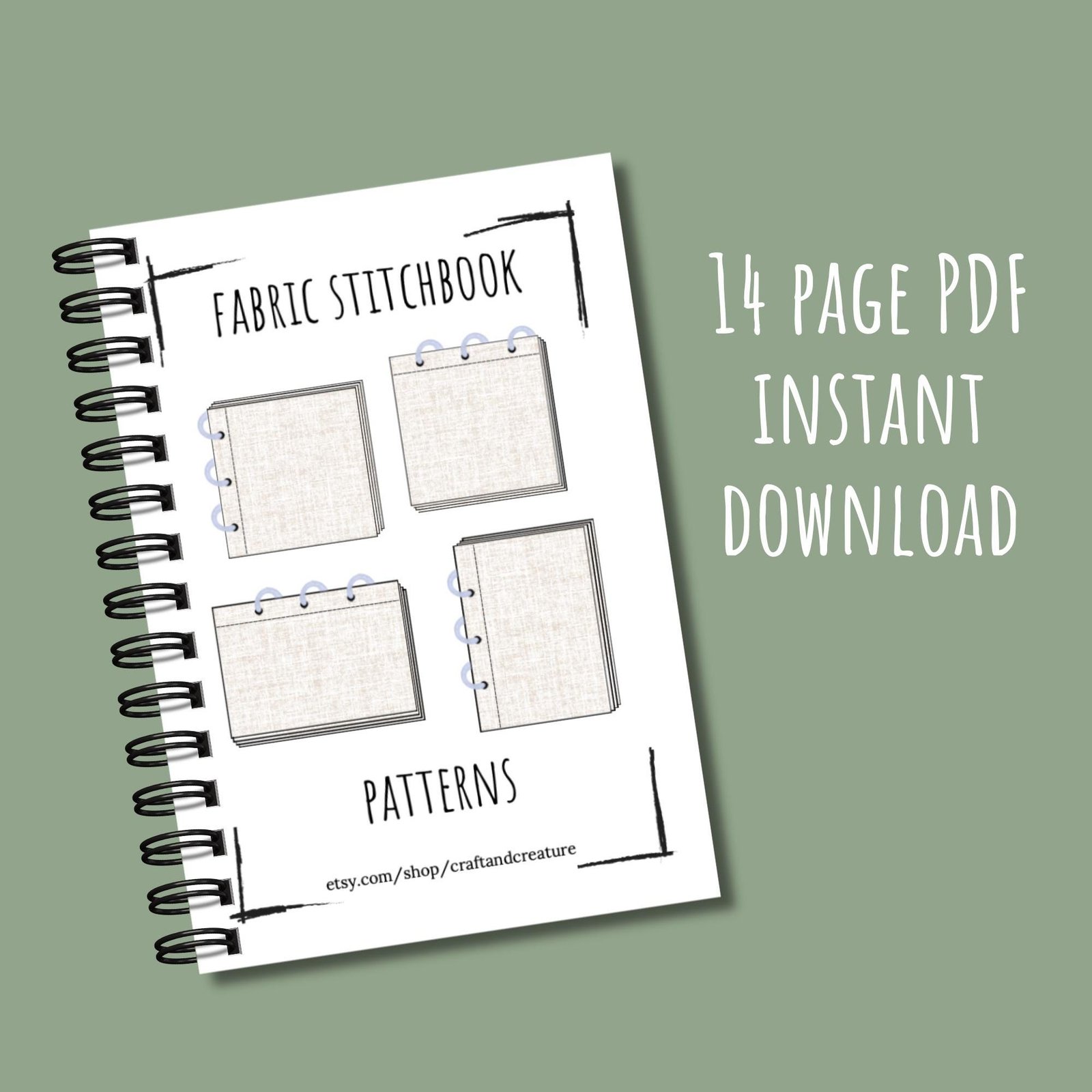 Stitchbook PDF Pattern Fabric Journal Template Embroidery Mixed Media fabric sketchbook digital download stitch book pattern DIY sewing book - Image 6
