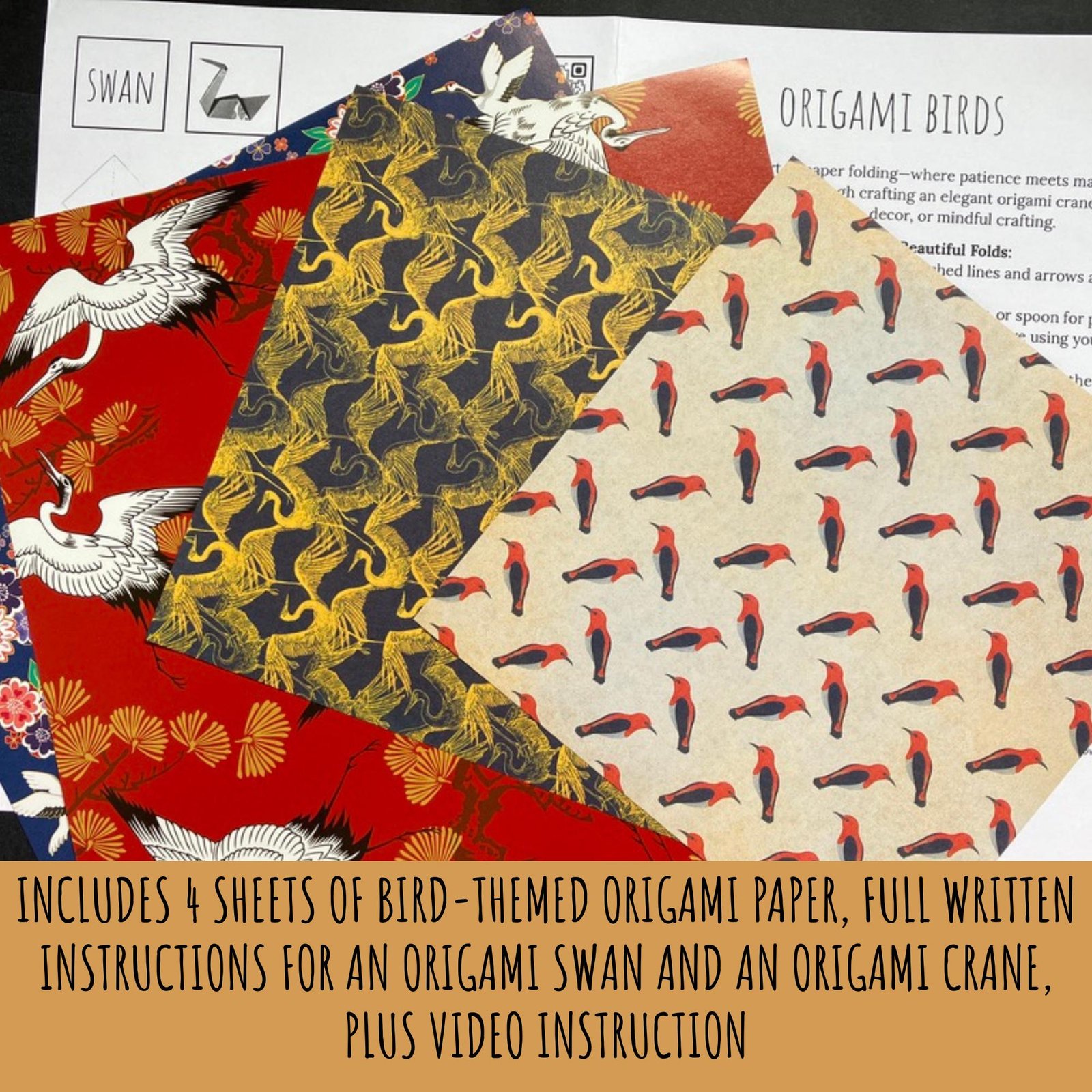 origami bird kit pattern origami Crane origami Swan beginner origami Guide Step-by-Step origami paper Folding Instructions Easy Origami Bird - Image 2