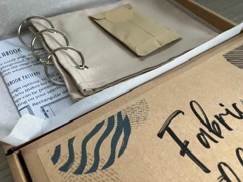 Stitchbook Pattern and Leaves Fabric Journal Template Embroidery Mixed Media fabric sketchbook Linen stitch book pattern DIY sewing book kit - Image 5