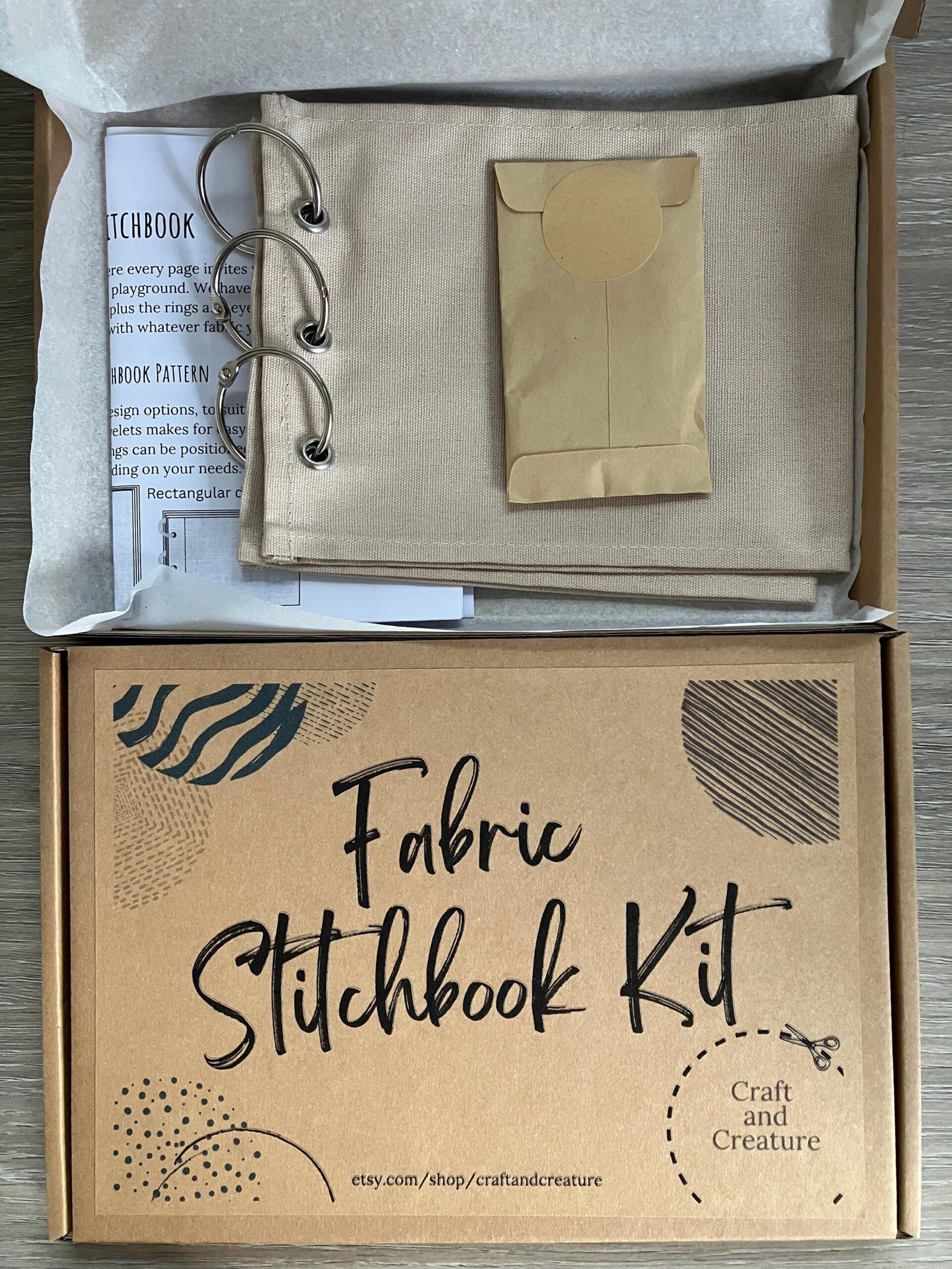 Stitchbook Pattern and Leaves Fabric Journal Template Embroidery Mixed Media fabric sketchbook Linen stitch book pattern DIY sewing book kit - Image 6