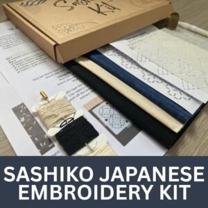 Sashiko kit for beginners Japanese embroidery Visible mending kit Olympus sashiko thread Fabric templates Needle Slow stitching craft gift