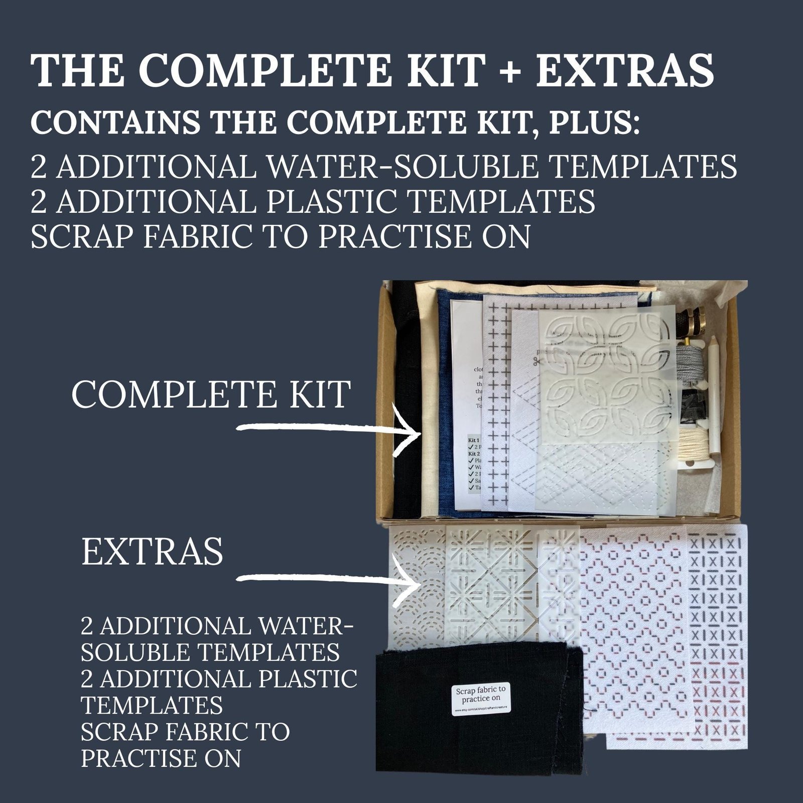 Sashiko kit for beginners Japanese embroidery Visible mending kit Olympus sashiko thread Fabric templates Needle Slow stitching craft gift - Image 9