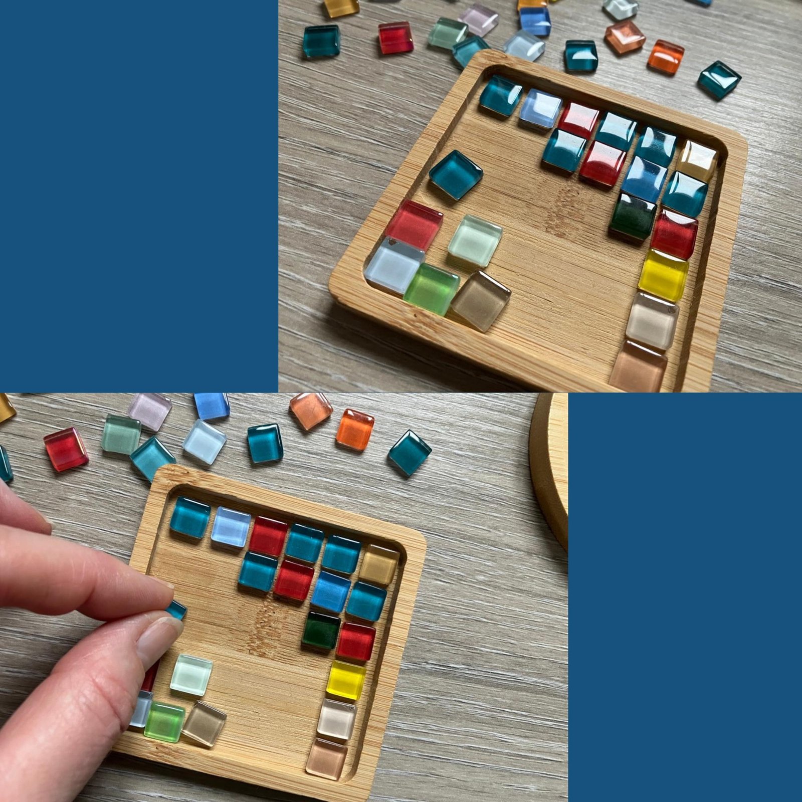 Mosaic Tile Coaster Kit - DIY Stained Glass Craft with Bamboo Base, Tiles, Glue & Grout Round or Square coasters, Perfect Gift for crafter - Image 3