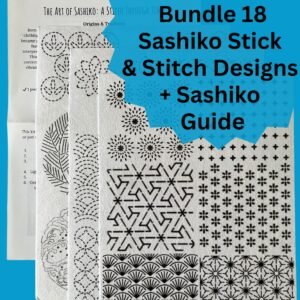 18 Water-Soluble Templates, Sashiko Design Bundle, A4 Printed Sheets, Includes A4 Beginner's Guide to Sashiko, Japanese Embroidery Patterns