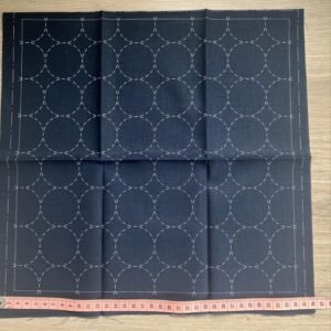 Cosmo Sashiko Panel Pre-Printed Circle Design Dish Cloth, Tea Towel or Cushion Kit Japanese Embroidery Fabric Beige or Blue fabric 32x32cm