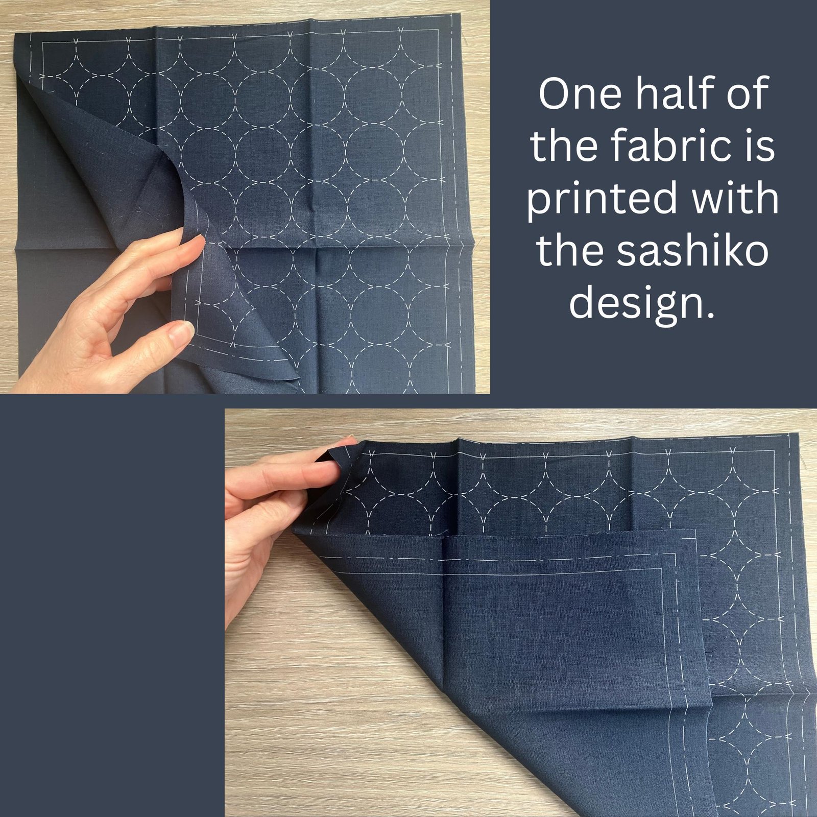 Cosmo Sashiko Panel Pre-Printed Circle Design Dish Cloth, Tea Towel or Cushion Kit Japanese Embroidery Fabric Beige or Blue fabric 32x32cm - Image 9