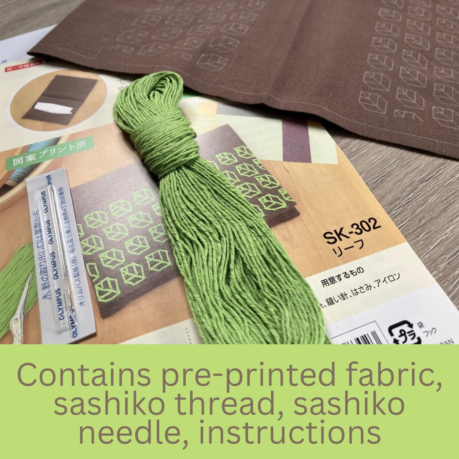 Hitomezashi Pocket Tissue Case Kit Sashiko Sewing Kit for Beginners, Brown or Red Cotton Japanese Embroidery, Olympus Sashiko Kit & A4 Guide - Image 3