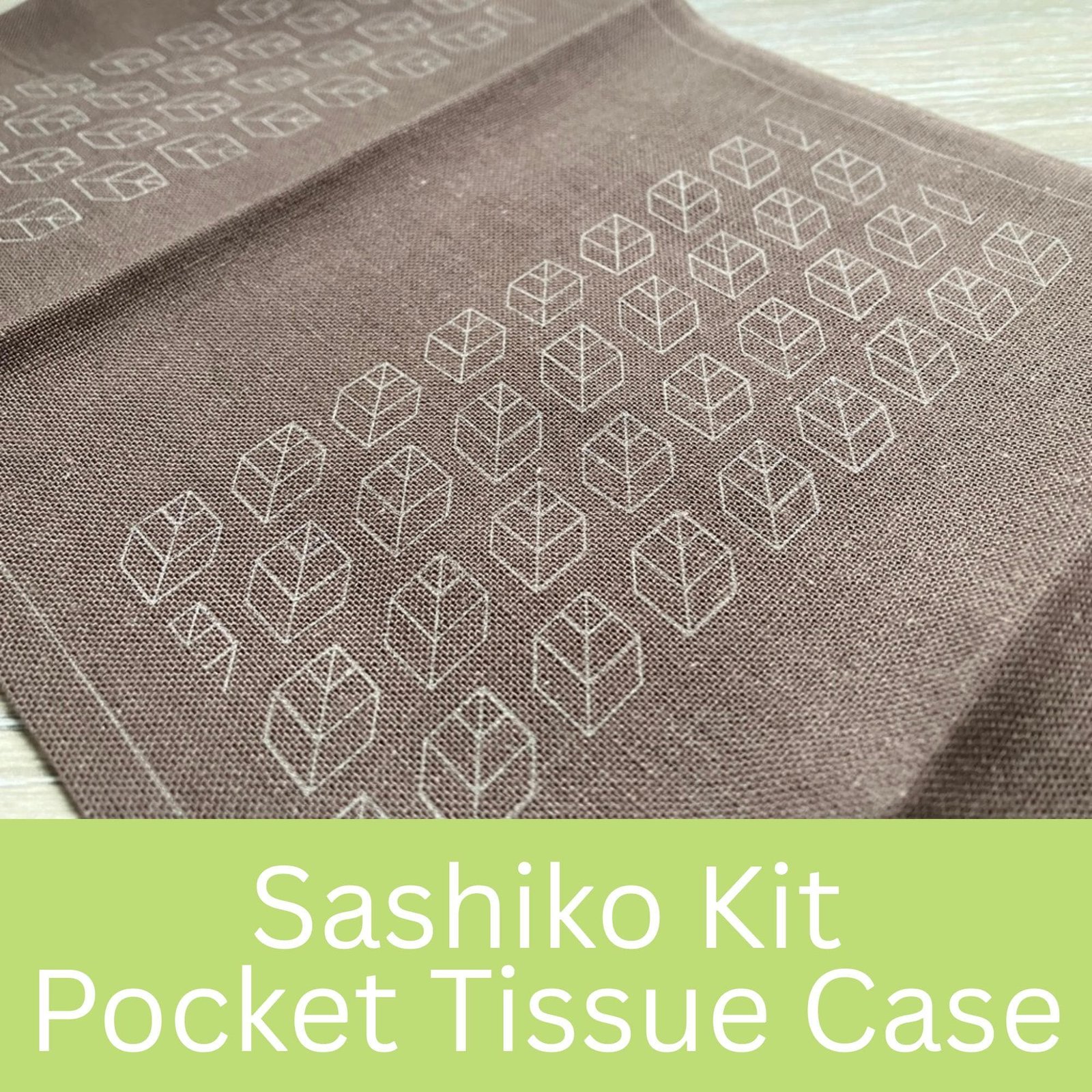 Hitomezashi Pocket Tissue Case Kit Sashiko Sewing Kit for Beginners, Brown or Red Cotton Japanese Embroidery, Olympus Sashiko Kit & A4 Guide