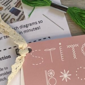 Card Stitch Book Embroidery Kit 15 Practice Pages with Needle & Thread Learn 15 Stitches Digital Stitch Guide via QR Code Learn to sew kit