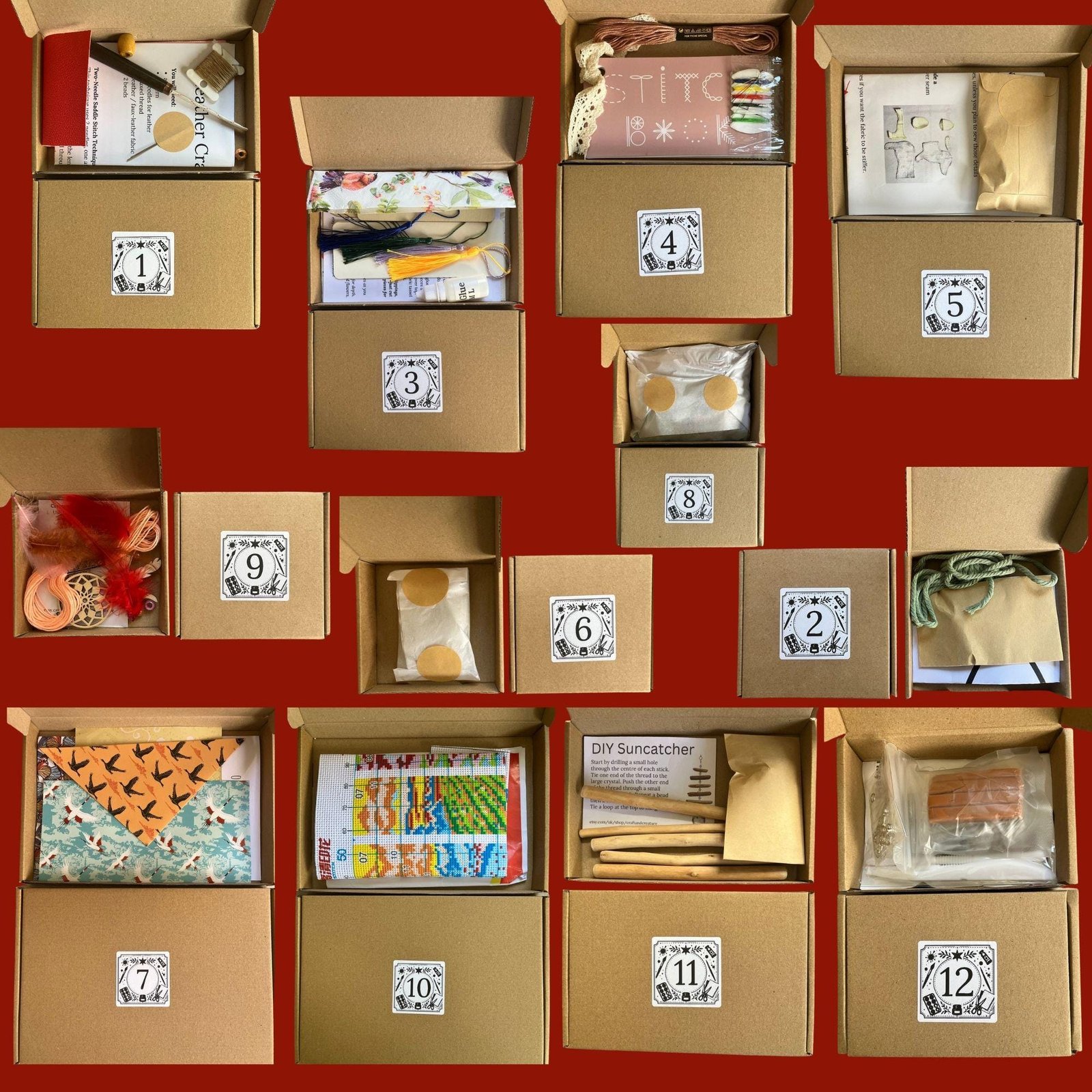 12-Day craft advent calendar Craft stash 12 DIY craft kits Christmas countdown for adults Creative gift Arts & crafts advent holiday present - Image 4