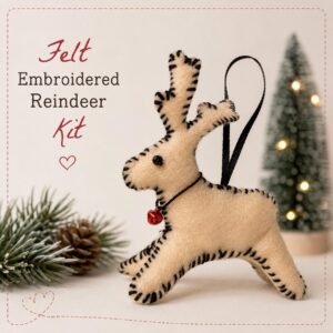 DIY felt reindeer sewing kit Christmas ornament craft kit DIY felt embroidery tree decoration Xmas felt embroidery kit Beginner craft set
