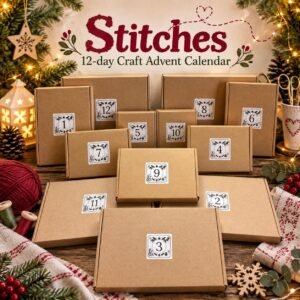 12-Day craft advent calendar Stitches 12 textile craft kits Christmas countdown for adults Sewing embroidery needlework gift holiday present