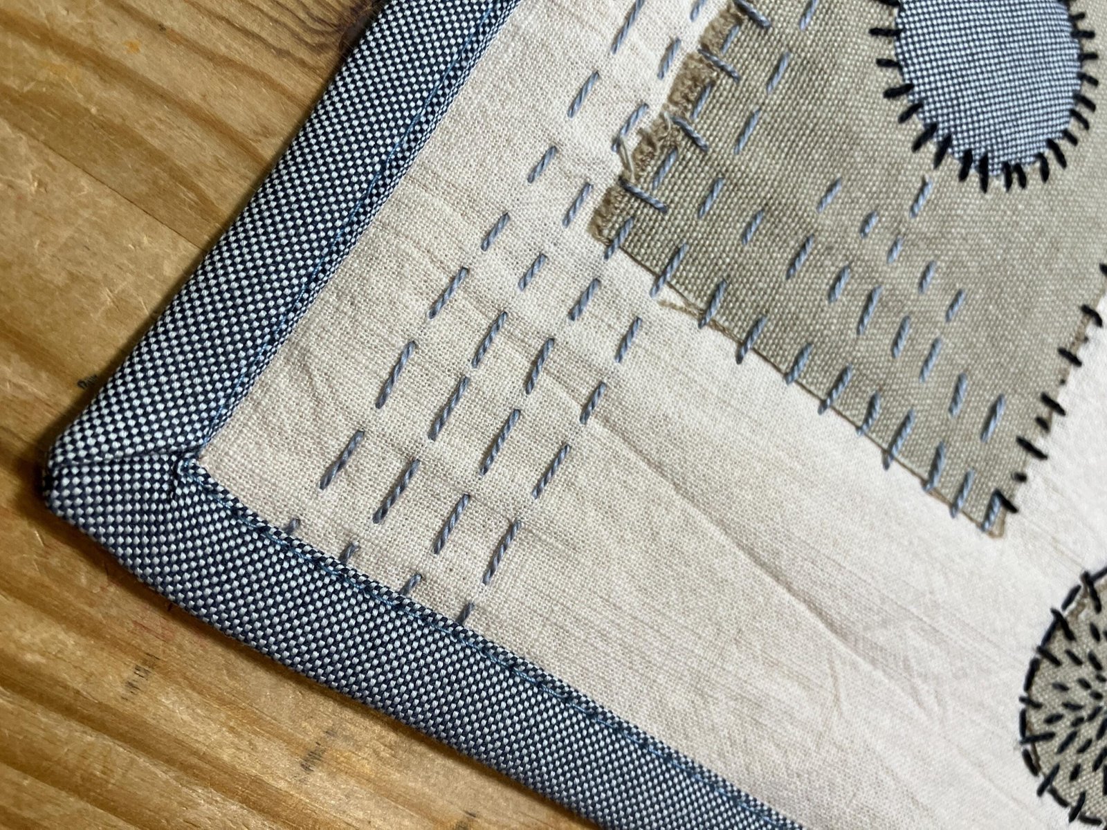 Boro inspired trivet kit Sashiko slow stitch sewing kit for adults Japanese style textile craft DIY sashiko picture Pan rest craft kit - Image 8