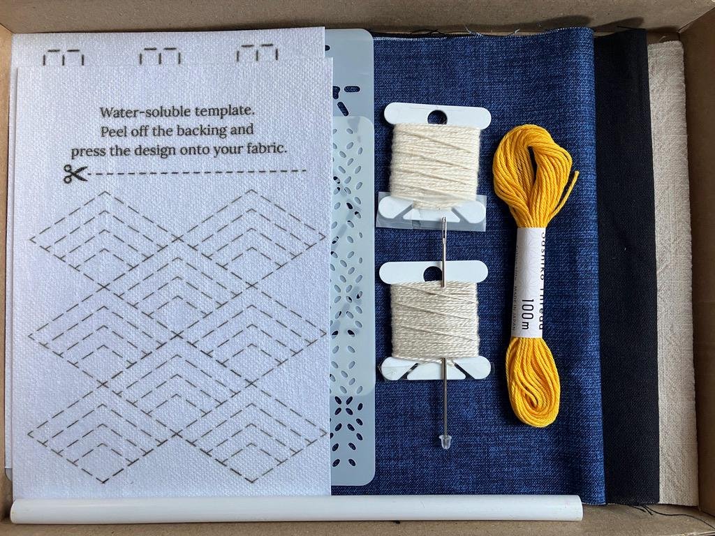 Sashiko kit for beginners Japanese embroidery Visible mending kit Olympus sashiko thread Fabric templates Needle Slow stitching craft gift - Image 4